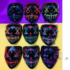 Mặt Nạ Phát Sáng LED 10 Màu - Hóa Trang Hacker Halloween Jason Jabbawockeez Cho Người Lớn & Trẻ Em