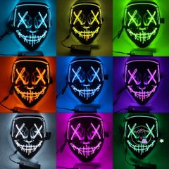Mặt Nạ Phát Sáng LED 10 Màu - Hóa Trang Hacker Halloween Jason Jabbawockeez Cho Người Lớn & Trẻ Em