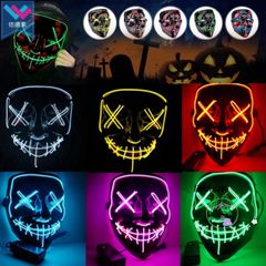 Mặt Nạ Phát Sáng LED 10 Màu - Hóa Trang Hacker Halloween Jason Jabbawockeez Cho Người Lớn & Trẻ Em