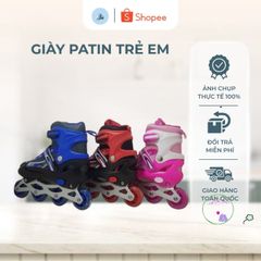Giày Patin Trẻ Em Kèm Mũ Bảo Hiểm & Bộ Bảo Hộ - Giày Trượt An Toàn Cho Bé Từ 1-7 Tuổi, Bánh Xe Đèn LED Sáng