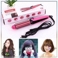 Lược Điện Nova 3 in 1 NHC-8890 - Thiết Bị Tạo Kiểu Tóc Xoăn, Uốn Phồng, Sấy Cúp Màu Hồng, Tiện Lợi Cho Mọi Kiểu Tóc