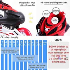 Giày Patin Điều Chỉnh Cho Trẻ Em & Người Lớn - Giày Trượt Bán Chạy Màu Đen/Xanh/Đỏ/Hồng, Chất Lượng Cao, Đổi Trả Thoải Mái