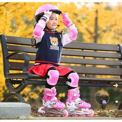 Giày Patin Thể Thao Màu Hồng Cho Trẻ Em và Người Lớn - Điều Chỉnh Kích Cỡ, Chất Liệu Bền - Lướt An Toàn, Phong Cách Nghệ Thuật