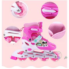 Giày trượt patin màu hồng cho trẻ em và người lớn - Đặc biệt có đèn LED, nhiều kích cỡ, chất liệu bền, hoàn hảo cho hoạt động thể thao ngoài trời.