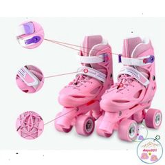 Giày Patin 4 Bánh An Toàn Cho Trẻ Em - Thiết Kế 2 Hàng Chắc Chắn, Size Từ 27-42 - Dành Cho Bé Lướt Thoải Mái!
