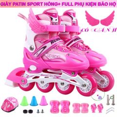 Giày Patin Batanh Sport Kèm Bộ Bảo Hộ và Bánh Xe Phát Sáng - Điều Chỉnh Kích Thước Cho Mọi Lứa Tuổi, Phù Hợp Cho Người Mới Chơi