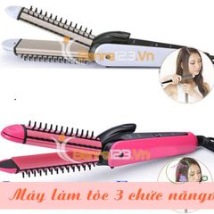 Máy Làm Tóc 3 Trong 1 NOVA 8890 - Uốn, Duỗi, Chải Đa Năng - Thiết Bị Làm Đẹp Tiện Lợi Cho Tóc Wavy, Thẳng, Sóng