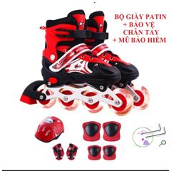 Giày Patin Trẻ Em Cao Cấp Có Đèn LED - Bộ Bảo Hộ & Mũ An Toàn - Cho Bé Từ 3-10 Tuổi, Trượt Patin Giải Trí & Thể Dục