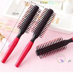 Lược tròn lô cuốn tạo kiểu đa năng 21cm - Tạo phồng dày và bồng bềnh cho tóc mềm mượt, gỡ rối hiệu quả, màu Đen và Đỏ đô.