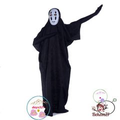 Bộ cosplay Vô Diện - Áo choàng đen và mặt nạ bí ẩn, lý tưởng cho trò chơi anime và lễ hội hóa trang