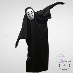 Váy Hóa Trang No Face Kaonashi từ SPIRITED AWAY - Bộ Trang Phục Halloween Đen với Mặt Nạ cho Trẻ Em và Người Lớn