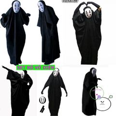 Váy Hóa Trang No Face Kaonashi từ SPIRITED AWAY - Bộ Trang Phục Halloween Đen với Mặt Nạ cho Trẻ Em và Người Lớn