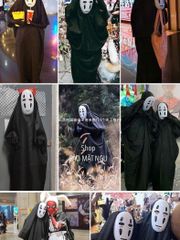 Bộ Hóa Trang Halloween Vô Diện 3 Món Cho Trẻ Em & Người Lớn - Cảm Hứng Từ Spirited Away, Áo, Mặt Nạ, Găng Tay Cosplay Thú Vị