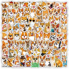 Bộ Sticker Chó Corgi Mông Bự Cute - Chống Nước, Đa Dạng 5/20/40/100 Cái, Hoàn Hảo Dán Laptop, Mũ Bảo Hiểm, Vali