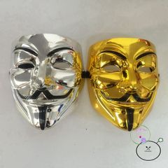 Mặt Nạ Kim Loại Chú Hề Ánh Kim - Vàng, Bạc, Trắng, Chất Liệu Dẻo, Kích Thước Được Điều Chỉnh, Phụ Kiện Thời Trang Độc Đáo