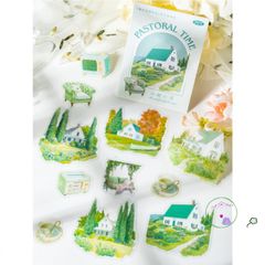 Bộ 20 Nhãn Dán Trong Suốt Vintage Phong Cách Đồng Quê Châu Âu - Trang Trí Bullet Journal và Scrapbook