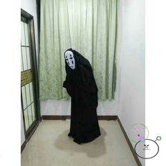 Bộ hóa trang áo choàng đen và mặt nạ vô diện LUC55 - Set Halloween cho trẻ em và người lớn, chất liệu bền, dễ sử dụng