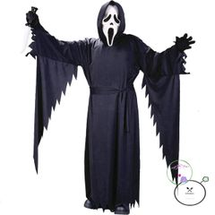 Bộ đồ hóa trang Scream Halloween - Áo choàng đen và mũ trùm đầu, Huyền bí, Phong cách Cosplay cho Tiệc Halloween