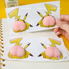 Bộ sticker PIKACHU dễ thương cho xe hơi và tủ lạnh - Hình dán chống va đập silicone Cute PK0021