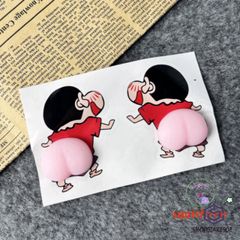 Miếng Dán Silicon Hình Đào Mông Shin - Sticker Giảm Stress Trang Trí Laptop, Xe Hơi, Đồ Chơi Thú Bông Siêu Hot