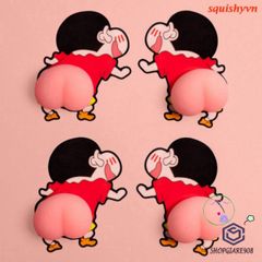 Miếng Dán Silicon Hình Đào Mông Shin - Sticker Giảm Stress Trang Trí Laptop, Xe Hơi, Đồ Chơi Thú Bông Siêu Hot