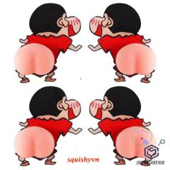 Miếng Dán Silicon Hình Đào Mông Shin - Sticker Giảm Stress Trang Trí Laptop, Xe Hơi, Đồ Chơi Thú Bông Siêu Hot