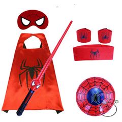 Bộ Trang Phục Siêu Nhân Nhện Cho Bé - Áo Choàng, Găng Tay & Mặt Nạ Cosplay Halloween, Đồ Chơi Hóa Trang 3D