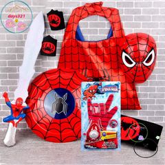 Bộ Trang Phục Siêu Nhân Nhện Cho Bé - Áo Choàng, Găng Tay & Mặt Nạ Cosplay Halloween, Đồ Chơi Hóa Trang 3D