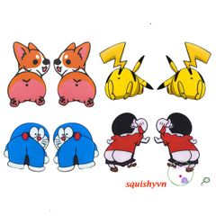 Bộ 30 Hình Dán Silicon Hình Mông Đào Dễ Thương - Trang Trí Điện Thoại Mochi Squishy, Miếng Dán Chống Xước, Bóp Giảm Stress