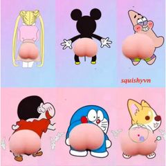 Bộ 30 Hình Dán Silicon Hình Mông Đào Dễ Thương - Trang Trí Điện Thoại Mochi Squishy, Miếng Dán Chống Xước, Bóp Giảm Stress