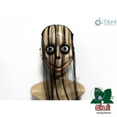 Mặt nạ Momo tóc dài - Mặt nạ Halloween kinh dị độc đáo, phụ kiện hóa trang cho lễ hội, chất liệu nhựa cứng, dễ dàng sử dụng