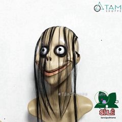 Mặt nạ Momo tóc dài - Mặt nạ Halloween kinh dị độc đáo, phụ kiện hóa trang cho lễ hội, chất liệu nhựa cứng, dễ dàng sử dụng