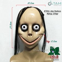 Mặt nạ Momo tóc dài - Mặt nạ Halloween kinh dị độc đáo, phụ kiện hóa trang cho lễ hội, chất liệu nhựa cứng, dễ dàng sử dụng