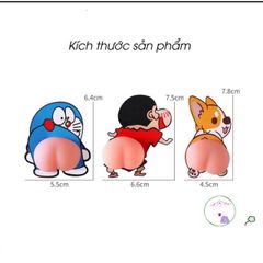 Bộ 2 Sticker Hình Mông Đáng Yêu 3D - Dán Trang Trí Xe, Tủ Lạnh, Điện Thoại & Cửa Chống Va Đập - Quà Tặng Dễ Thương