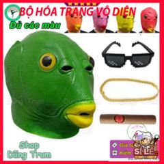 Mặt Nạ Cá Xanh Lá Silicon Hóa Trang Halloween - Phụ Kiện Cosplay Hài Hước Hình Ếch Đa Sắc Màu