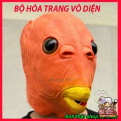Mặt Nạ Cá Xanh Lá Silicon Hóa Trang Halloween - Phụ Kiện Cosplay Hài Hước Hình Ếch Đa Sắc Màu