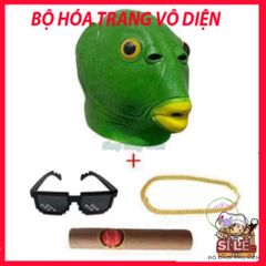 Mặt Nạ Cá Xanh Lá Silicon Hóa Trang Halloween - Phụ Kiện Cosplay Hài Hước Hình Ếch Đa Sắc Màu