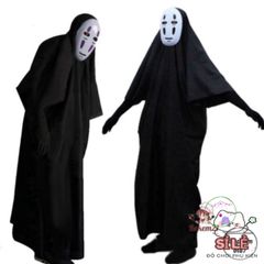 Bộ Trang Phục Cosplay Vô Diện Spirited Away - Áo Choàng Đen và Mặt Nạ Cho Trẻ Em và Người Lớn, Thế Giới Cosplay Kỳ Bí