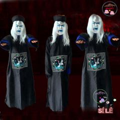 Bộ Trang Phục Halloween Cương Thi Thầy Pháp Sư - Hóa Trang Độc Đáo với Mặt Nạ, Tóc Giả và Phụ Kiện Thú Vị