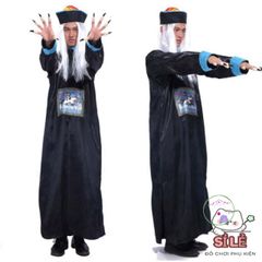 Bộ Trang Phục Halloween Cương Thi Thầy Pháp Sư - Hóa Trang Độc Đáo với Mặt Nạ, Tóc Giả và Phụ Kiện Thú Vị