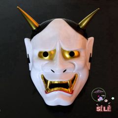 Mặt Nạ Quỷ Vương Hannya Nhật Bản - Phụ Kiện Cosplay Halloween Độc Đáo Với Thiết Kế 2 Sừng Huyền Bí