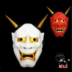 Mặt Nạ Quỷ Vương Hannya Halloween - Phụ Kiện Hóa Trang Ấn Tượng Với Hai Sừng, Thích Hợp Cho Tiệc Costume và Sự Kiện Đặc Biệt