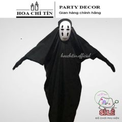 Bộ đồ hóa trang Vô Diện Halloween - Áo choàng, mặt nạ và găng tay, chất liệu bền, màu đen bí ẩn, phong cách độc đáo cho lễ hội!