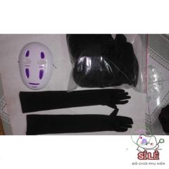 Trang phục Vô Diện (Kaonashi) Halloween - Áo choàng đen, mặt nạ bí ẩn, găng tay dài - Hóa trang Cosplay Ghibli