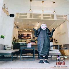Trang phục Vô Diện (Kaonashi) Halloween - Áo choàng đen, mặt nạ bí ẩn, găng tay dài - Hóa trang Cosplay Ghibli