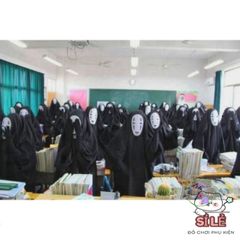 Trang phục Vô Diện (Kaonashi) Halloween - Áo choàng đen, mặt nạ bí ẩn, găng tay dài - Hóa trang Cosplay Ghibli