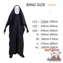 Bộ Trang Phục Hóa Trang Kaonashi Cosplay Spirited Away - Áo Choàng Đen và Mặt Nạ Vô Diện Cho Trẻ Em và Người Lớn