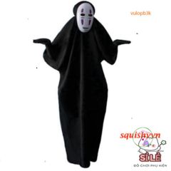 Bộ Trang Phục Hóa Trang Kaonashi Cosplay Spirited Away - Áo Choàng Đen và Mặt Nạ Vô Diện Cho Trẻ Em và Người Lớn