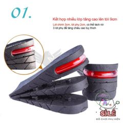 Lót Giày Nâng Chiều Cao Cao Cấp - Đệm Khí Siêu Thoáng, Điều Chỉnh 3-9cm Cho Nam Nữ, Giúp Tự Tin Hơn Trong Mọi Dịp