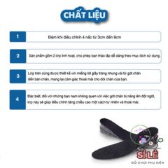 Lót Giày Nâng Chiều Cao Cao Cấp - Đệm Khí Siêu Thoáng, Điều Chỉnh 3-9cm Cho Nam Nữ, Giúp Tự Tin Hơn Trong Mọi Dịp